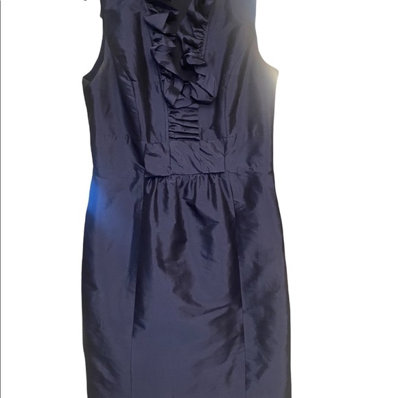 NWOT Alfred Sung Evening Blue Ruffle Mock Neck Knee-Length Sheath Dress - Picture 7 of 8